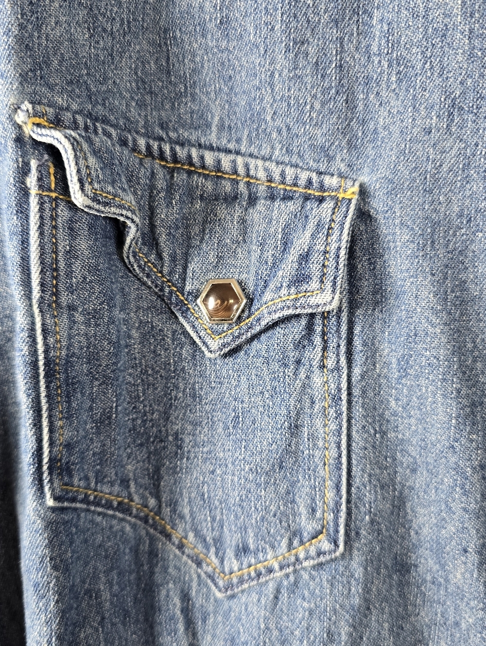 Stetson Women's Light Blue Western Denim Pearl Snap Button Down Shirt Size XL - Picture 3 of 6